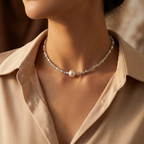 Stříbrný minimalistický perlový choker