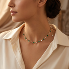 Zlatý řetízkový náhrdelník se smaragdy
