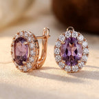 Zlaté halo náušnice s ametystem