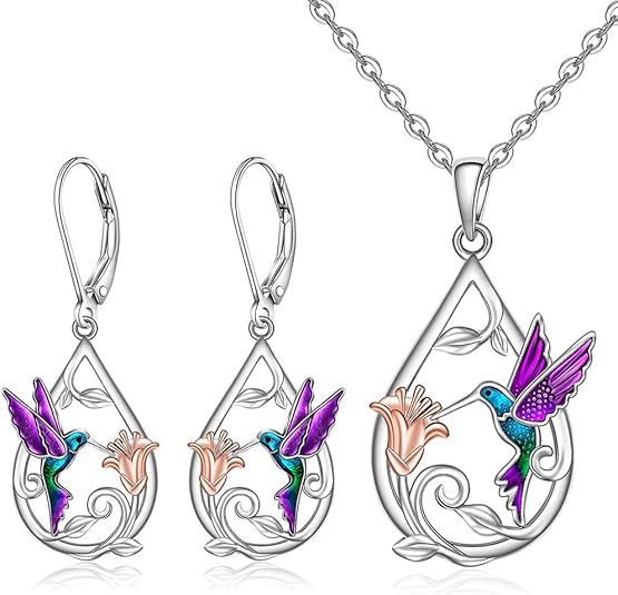 Dámský náhrdelník s kolibříkem a náušnicemi zdarma