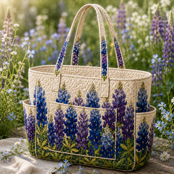 Margaux | Blue Flowers Quilted Tote Bag