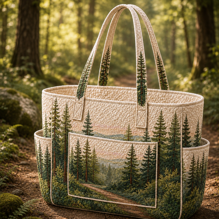 Sylvie | Forest Path Quilted Tote Bag