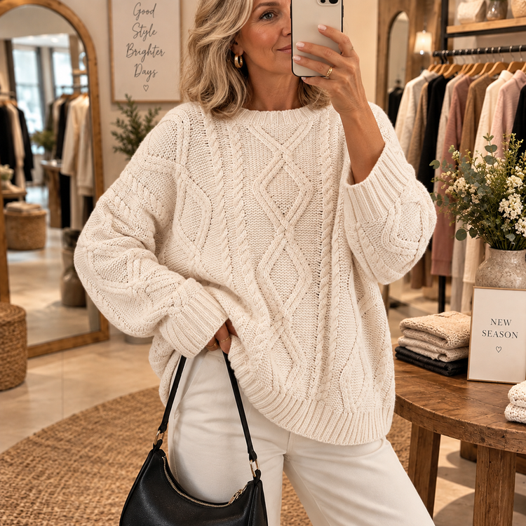 Aoife™ | Classic Aran Knit Sweater