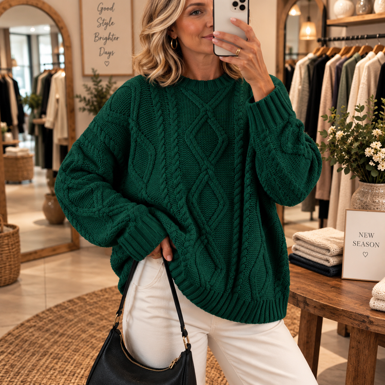 Aoife™ | Classic Aran Knit Sweater