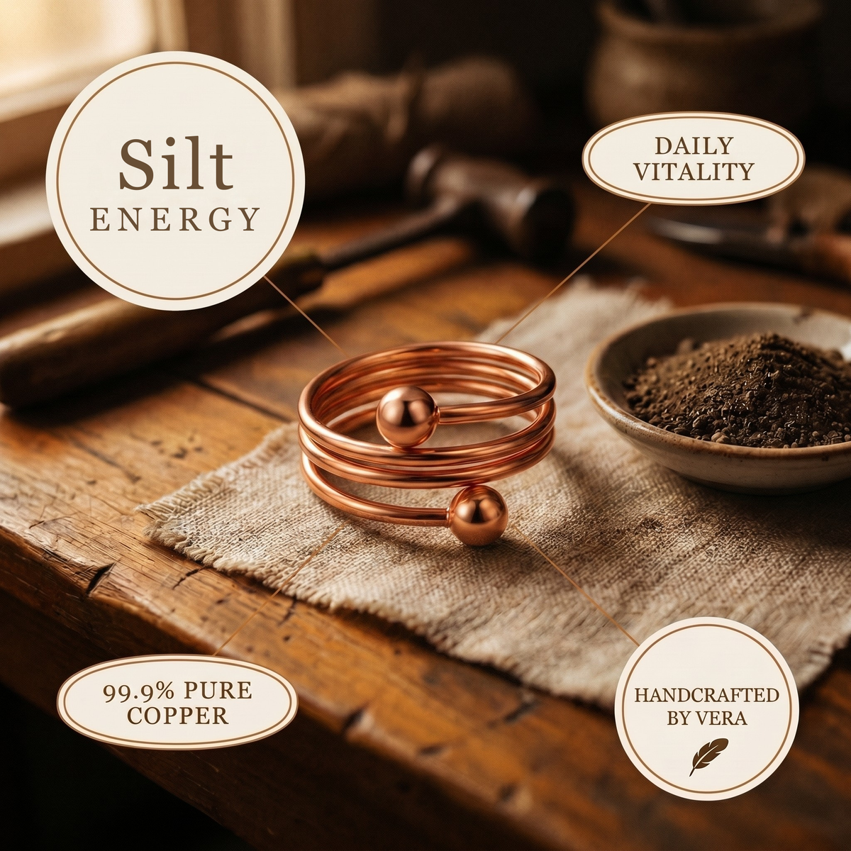 Měděný prsten Silt