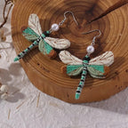 Boho vyšívané náušnice s vážkou