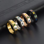 Otočný antistresový prsten s duhovými tlapkami – nerezová ocel