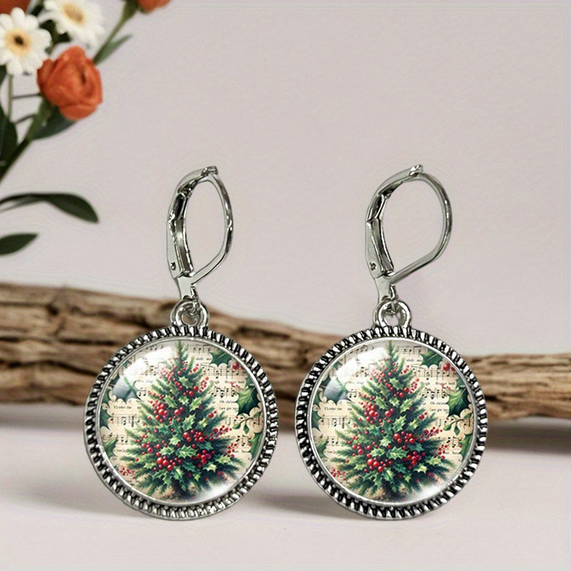 Vintage náušnice s vánočním stromečkem