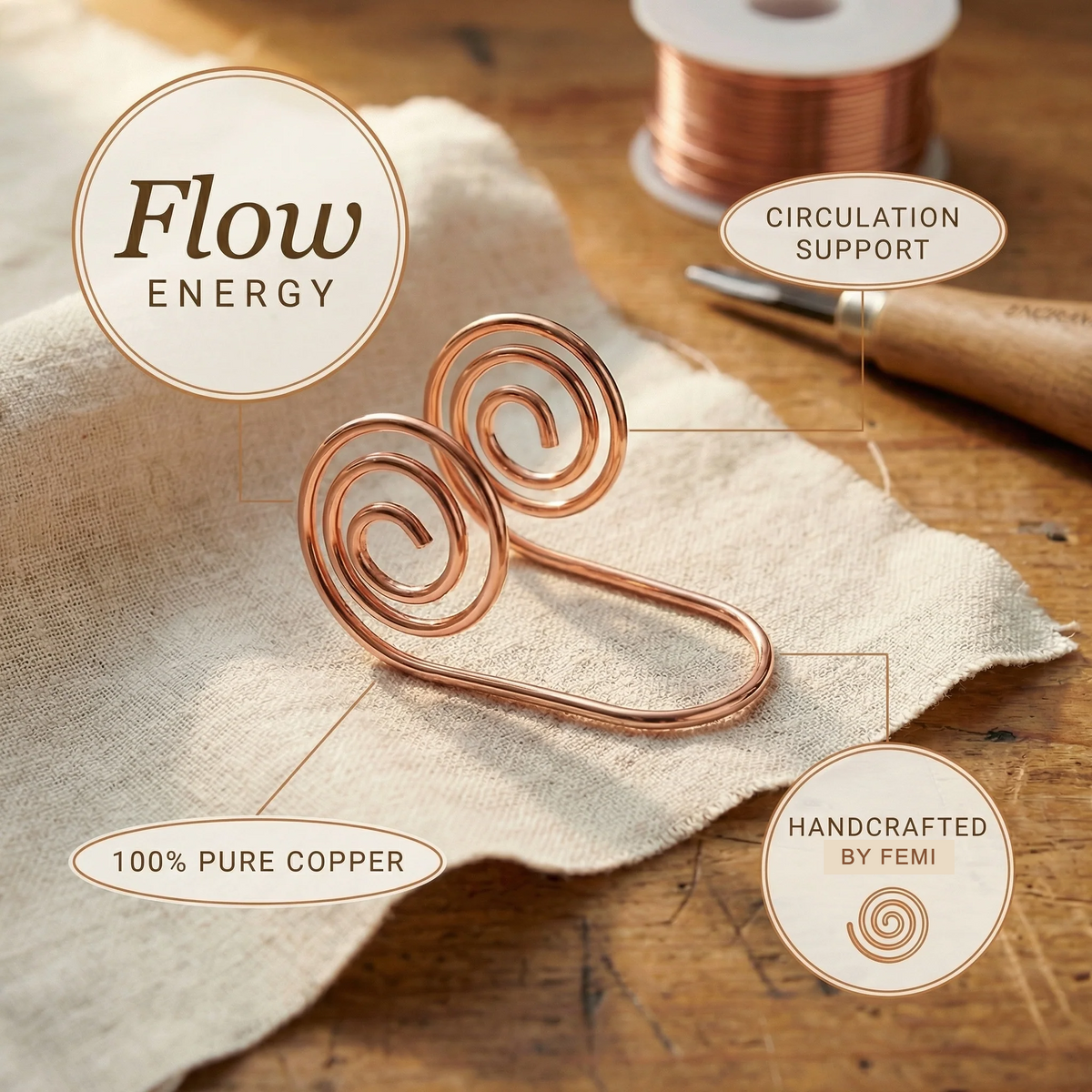 Flow Copper Hand Spiral - Handcrafted by FEMI