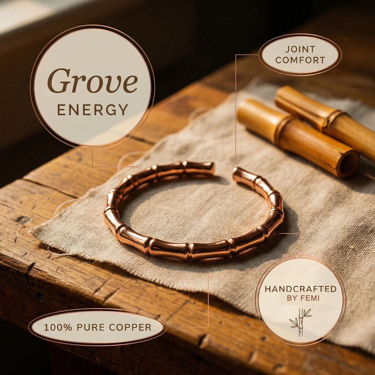 Grove Copper Bracelet - Handcrafted by FEMI