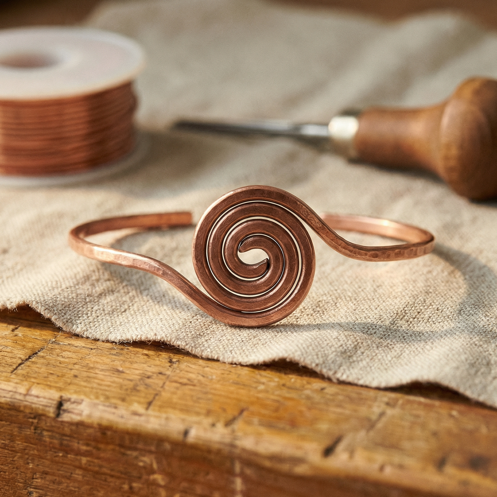 Měděný náramek na kotník Coil