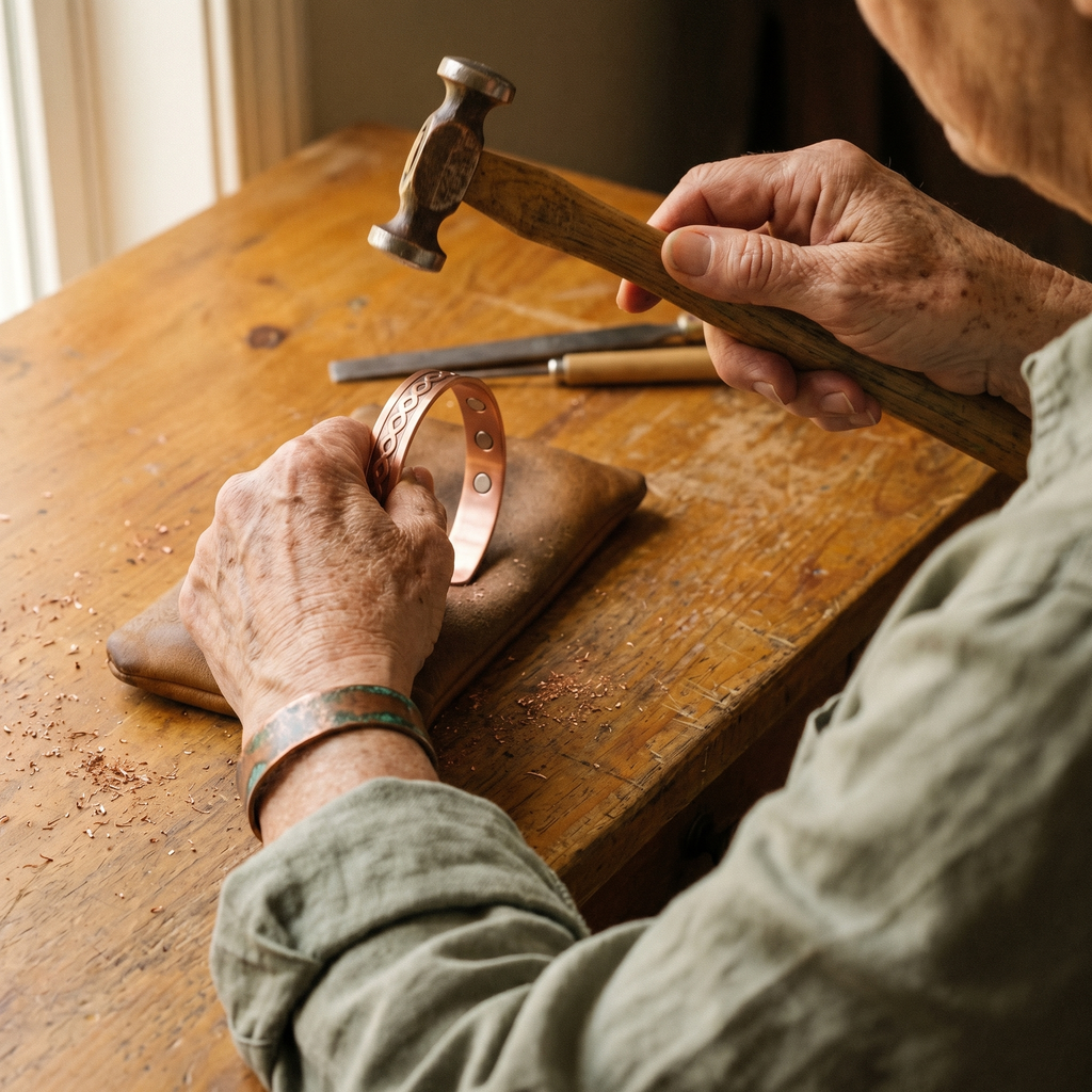 Měděný náramek Current