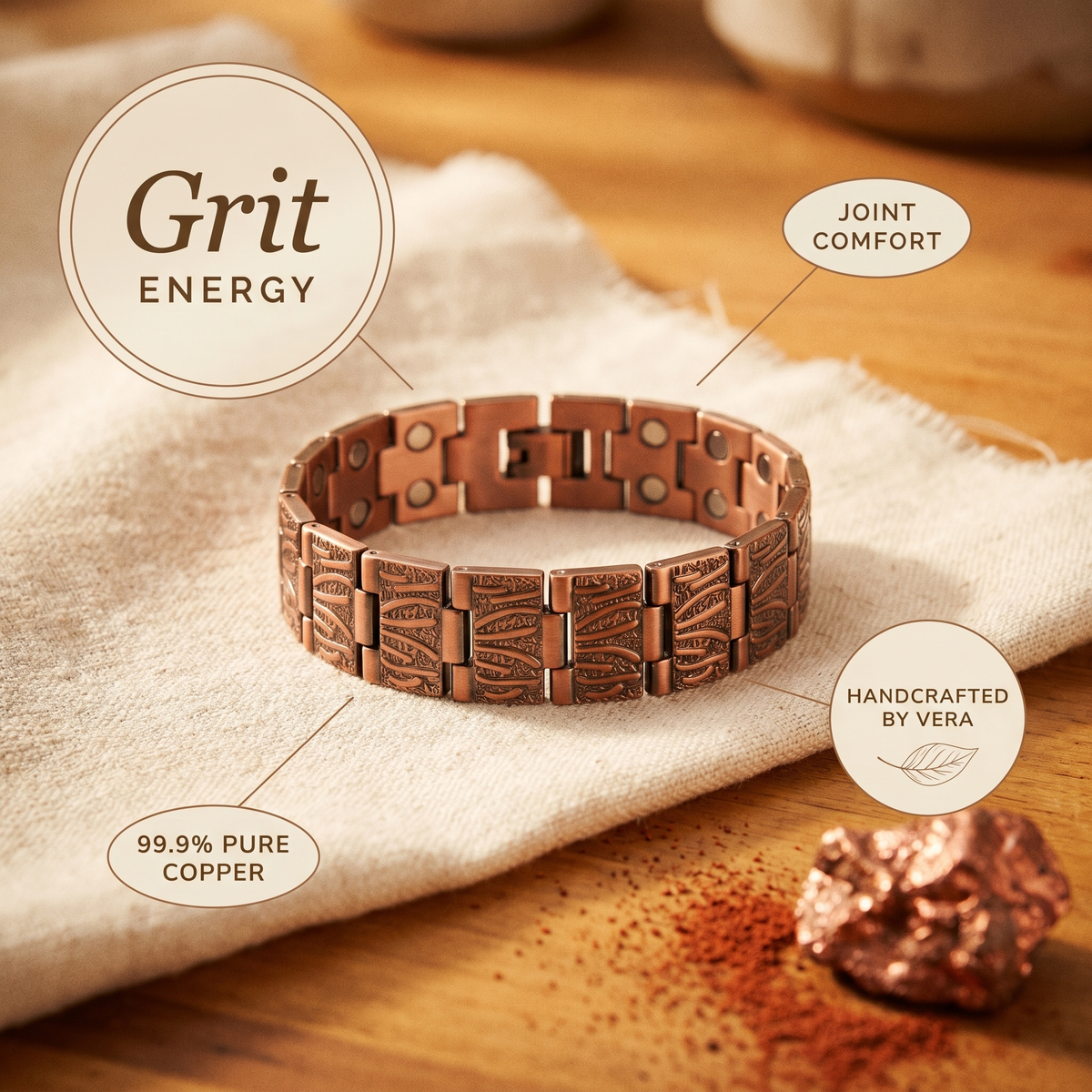 Pánský měděný náramek Grit