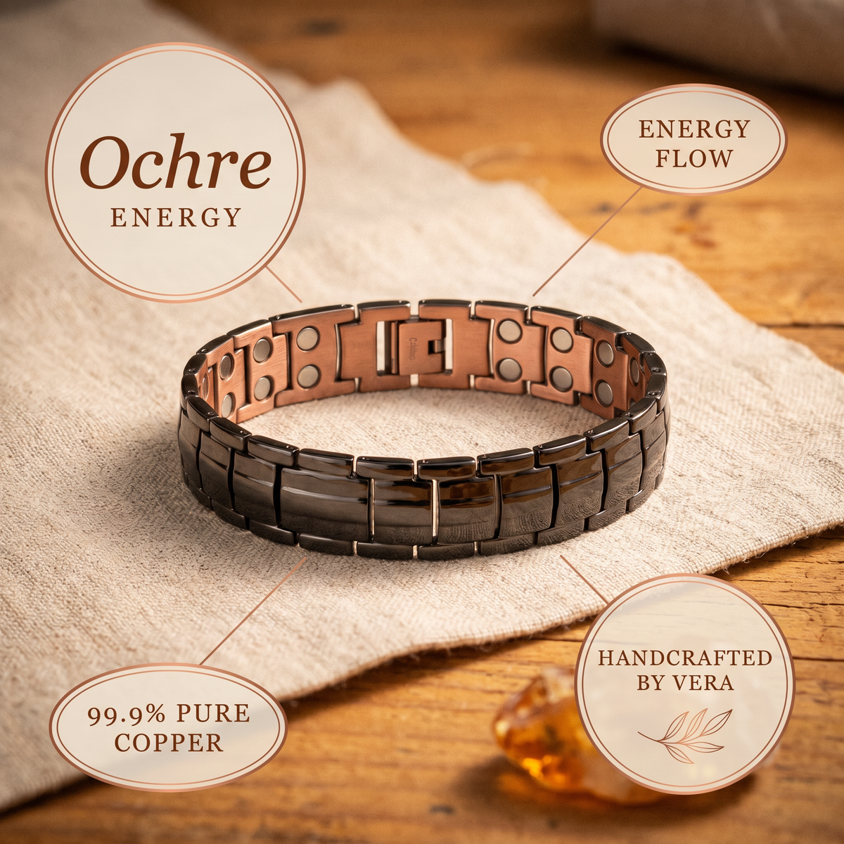Pánský měděný náramek Ochre