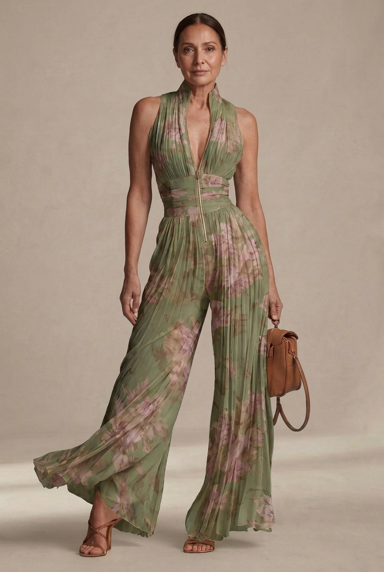 Rosie | Pleated Chiffon Jumpsuit