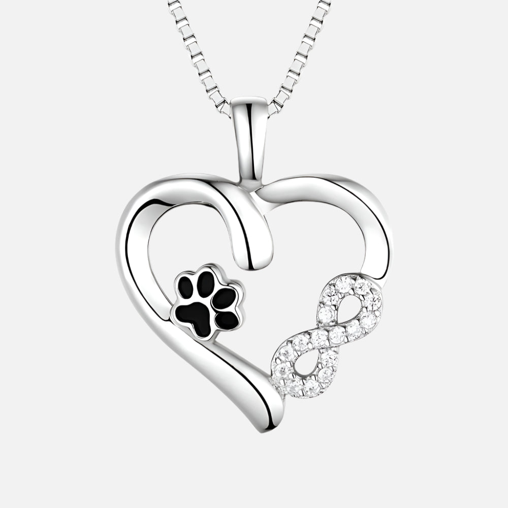 Náhrdelník s tlapkou, srdcem a přívěskem nekonečna