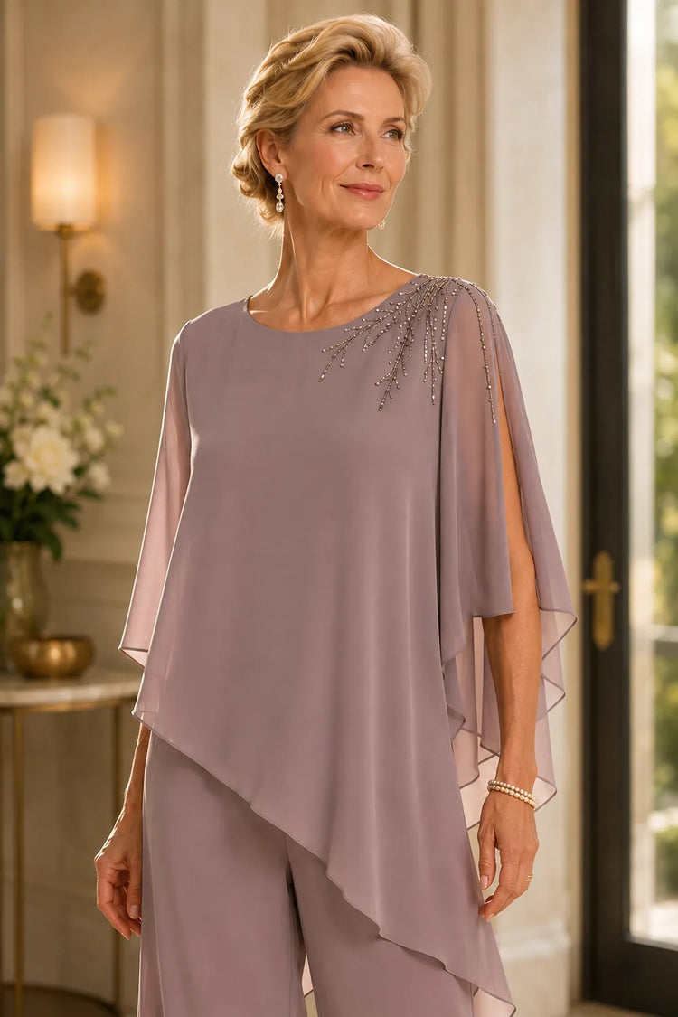 Embellished Chiffon Mother of the Bride Pant Suit