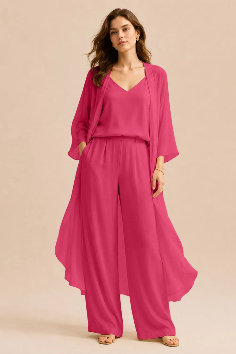 Refined Camisole and Chiffon Jacket Pant Set