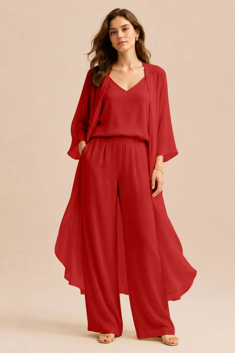 Refined Camisole and Chiffon Jacket Pant Set